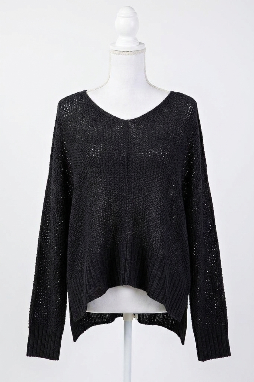 NEW KORI soft thread v neck sweater in black